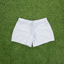 Load image into Gallery viewer, (2005) Women’s Nike Small Swoosh Embroidered Piping Sweat Light Blue Shorts - M (10-12)