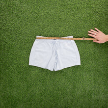 Load image into Gallery viewer, (2005) Women’s Nike Small Swoosh Embroidered Piping Sweat Light Blue Shorts - M (10-12)