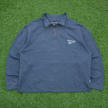 Load image into Gallery viewer, Reebok Small Spell Out Embroidered Logo Boxy Navy Quarter Zip Jumper - L