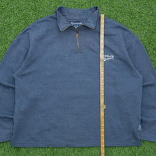 Load image into Gallery viewer, Reebok Small Spell Out Embroidered Logo Boxy Navy Quarter Zip Jumper - L