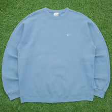 Load image into Gallery viewer, Nike Small Swoosh Embroidered Logo Pastel Light Blue Crewneck Sweatshirt - XL