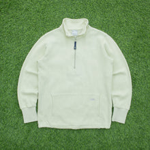 Load image into Gallery viewer, Women’s 2000 Nike Small Embroidered Pocket Logo Drawstring Ribbed Light Yellow Quarter Zip Hoodie - M (10-12)