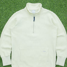 Load image into Gallery viewer, Women’s 2000 Nike Small Embroidered Pocket Logo Drawstring Ribbed Light Yellow Quarter Zip Hoodie - M (10-12)