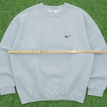 Load image into Gallery viewer, Nike Small Swoosh Embroidered Logo Boxy Crewneck Grey Sweatshirt - L