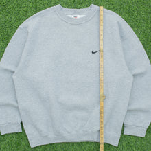 Load image into Gallery viewer, Nike Small Swoosh Embroidered Logo Boxy Crewneck Grey Sweatshirt - L