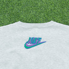 Load image into Gallery viewer, Nike Just Do It Abstract Spell Out Swoosh Double Sided Graphic Logo Boxy Grey Sweatshirt - L