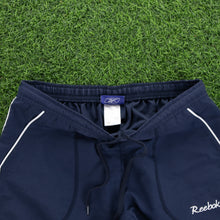 Load image into Gallery viewer, Women’s Reebok Small Spell Out Embroidered Pocket Piping Adjustable Navy 3/4 Length Shorts - M (10)