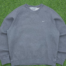 Load image into Gallery viewer, 2006 Nike Small Swoosh Embroidered Logo Boxy Raglan Crewneck Dark Grey Sweatshirt - M