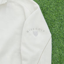 Load image into Gallery viewer, 1997 Nike Golf Small Spell Out Swoosh Embroidered Logo Piping Boxy Beige Quarter Zip Jumper - L