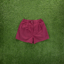 Load image into Gallery viewer, (1995) Women’s Nike Small Swoosh Embroidered Pleated Maroon Red Sports Shorts - M (10-12)