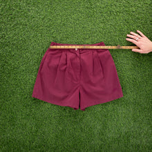 Load image into Gallery viewer, (1995) Women’s Nike Small Swoosh Embroidered Pleated Maroon Red Sports Shorts - M (10-12)