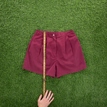 Load image into Gallery viewer, (1995) Women’s Nike Small Swoosh Embroidered Pleated Maroon Red Sports Shorts - M (10-12)