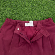 Load image into Gallery viewer, (1995) Women’s Nike Small Swoosh Embroidered Pleated Maroon Red Sports Shorts - M (10-12)