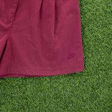 Load image into Gallery viewer, (1995) Women’s Nike Small Swoosh Embroidered Pleated Maroon Red Sports Shorts - M (10-12)