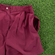 Load image into Gallery viewer, (1995) Women’s Nike Small Swoosh Embroidered Pleated Maroon Red Sports Shorts - M (10-12)