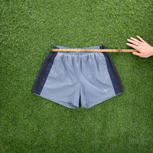 Load image into Gallery viewer, Nike Small Swoosh Embroidered Mesh Stripe Light Blue Sports Shorts - M (28-32”)