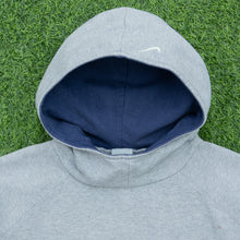 Load image into Gallery viewer, 2002 Nike Just Do It Spell Out Graphic Small Swoosh Embroidered Piping Boxy Pullover Grey Navy Hoodie - L/XL