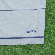 Load image into Gallery viewer, 2002 Nike Just Do It Spell Out Graphic Small Swoosh Embroidered Piping Boxy Pullover Grey Navy Hoodie - L/XL