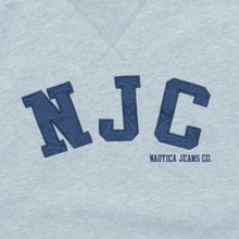 Load image into Gallery viewer, Nautica Jeans Co NJC Spell Out Embroidered Crewneck Grey Navy Sweatshirt - M
