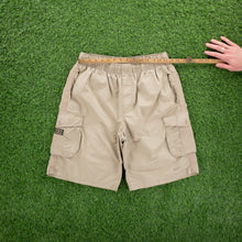 Load image into Gallery viewer, (2007) Nike Randall’s Island Downing Stadium Small Swoosh Embroidered Cream Cargo Shorts - L (32-36”)