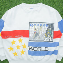 Load image into Gallery viewer, Reebok Sport Special Edition World Record Spell Out Graphic Star Stripe Boxy Crewneck White Sweatshirt - L/XL