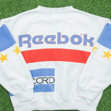 Load image into Gallery viewer, Reebok Sport Special Edition World Record Spell Out Graphic Star Stripe Boxy Crewneck White Sweatshirt - L/XL
