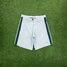 Load image into Gallery viewer, (2001) Nike Small Swoosh Embroidered Stripe Taping Velcro Light Blue Sports Shorts - L (32/34”)