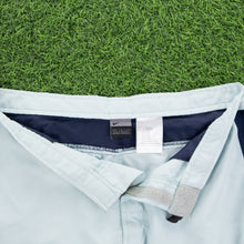 Load image into Gallery viewer, (2001) Nike Small Swoosh Embroidered Stripe Taping Velcro Light Blue Sports Shorts - L (32/34”)