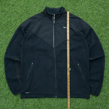 Load image into Gallery viewer, 2007 Nike Fit Small Swoosh Embroidered Nylon Panel Full Zip Black Fleece - L