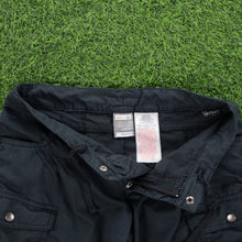 Load image into Gallery viewer, (2008) Women’s Nike Fit Dry Small Swoosh Embroidered Adjustable Black Cargo 3/4 Length Shorts - S (6)