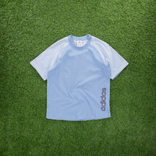 Load image into Gallery viewer, (2004) Adidas Spell Out Embroidered Graphic Light Blue Raglan T-Shirt - S