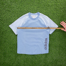 Load image into Gallery viewer, (2004) Adidas Spell Out Embroidered Graphic Light Blue Raglan T-Shirt - S