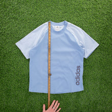 Load image into Gallery viewer, (2004) Adidas Spell Out Embroidered Graphic Light Blue Raglan T-Shirt - S