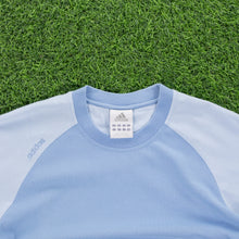 Load image into Gallery viewer, (2004) Adidas Spell Out Embroidered Graphic Light Blue Raglan T-Shirt - S