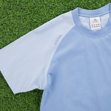 Load image into Gallery viewer, (2004) Adidas Spell Out Embroidered Graphic Light Blue Raglan T-Shirt - S