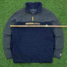 Load image into Gallery viewer, Nautica Jeans Co Spell Out Embroidered Two Tone 1/4 Quarter Zip Navy Grey Fleece - M/L