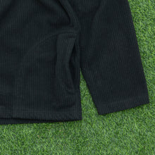 Load image into Gallery viewer, Nike Small Spell Out Swoosh Embroidered Logo Ribbed Stripe Taping Full Zip Black Fleece - M