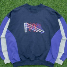 Load image into Gallery viewer, Adidas Originals Marathon Graphic Colour Block Oversized Boxy Mock Neck Pullover Navy Blue Sweatshirt - L (42/44)