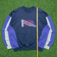 Load image into Gallery viewer, Adidas Originals Marathon Graphic Colour Block Oversized Boxy Mock Neck Pullover Navy Blue Sweatshirt - L (42/44)