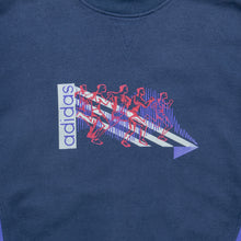 Load image into Gallery viewer, Adidas Originals Marathon Graphic Colour Block Oversized Boxy Mock Neck Pullover Navy Blue Sweatshirt - L (42/44)