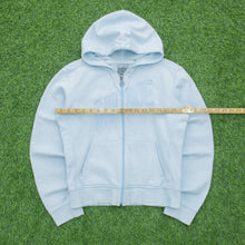 Load image into Gallery viewer, Women’s 2004 Nike Spell Out Small Swoosh Embroidered Mesh Logo Zip Up Light Blue Hoodie - M (10-12)