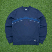 Load image into Gallery viewer, Nike Athletic 71 Small Swoosh USA Spell Out Embroidered Stripe Piping Boxy Crewneck Navy Sweatshirt - M