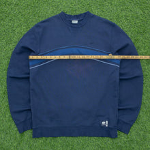 Load image into Gallery viewer, Nike Athletic 71 Small Swoosh USA Spell Out Embroidered Stripe Piping Boxy Crewneck Navy Sweatshirt - M