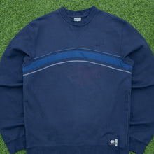 Load image into Gallery viewer, Nike Athletic 71 Small Swoosh USA Spell Out Embroidered Stripe Piping Boxy Crewneck Navy Sweatshirt - M
