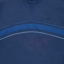 Load image into Gallery viewer, Nike Athletic 71 Small Swoosh USA Spell Out Embroidered Stripe Piping Boxy Crewneck Navy Sweatshirt - M