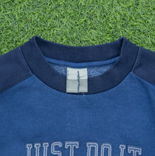 Load image into Gallery viewer, Women’s Nike Just Do It Spell Out Embroidered Small Swoosh Raglan Crewneck Navy Blue Sweatshirt - M (10-12)