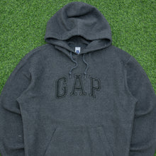 Load image into Gallery viewer, 2005 GAP Spell Out Stitch Embroidered Hooded Dark Grey Fleece - M