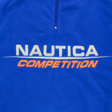 Load image into Gallery viewer, 1999 Nautica Competition USA Spell Out Embroidered Pullover 1/4 Quarter Zip Oversized NauTech Blue Orange Fleece - M/L