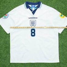 Load image into Gallery viewer, 1995 1997 England Gascoigne 8 Home Football Shirt Size XL Euro 1996 Genuine Original
