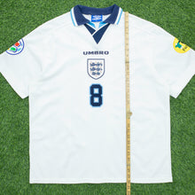 Load image into Gallery viewer, 1995 1997 England Gascoigne 8 Home Football Shirt Size XL Euro 1996 Genuine Original